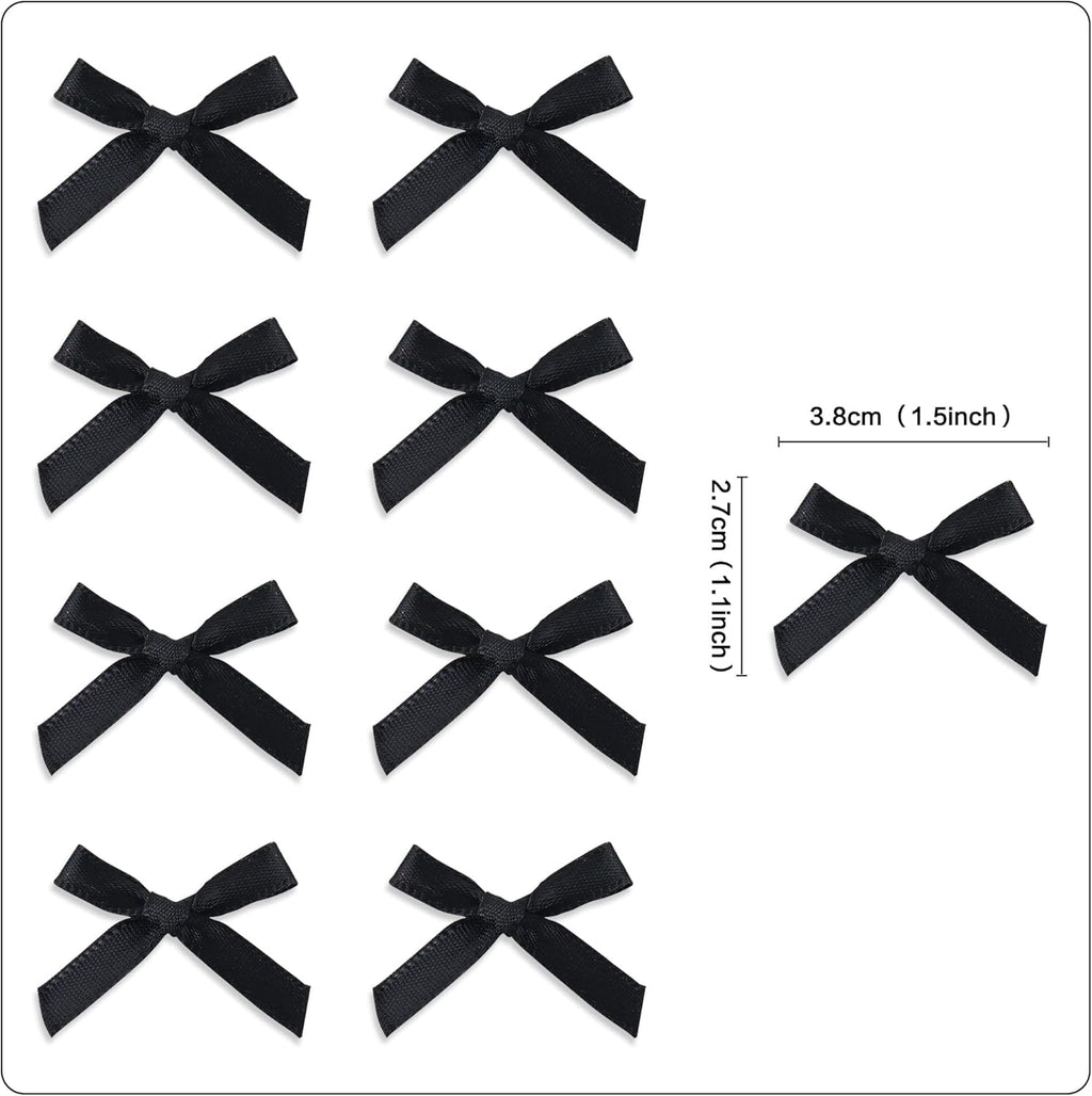 Skiennix Black Bow Cupcake Toppers - 40 Pcs Elegant Picks for Weddings, Birthdays & Baby Showers