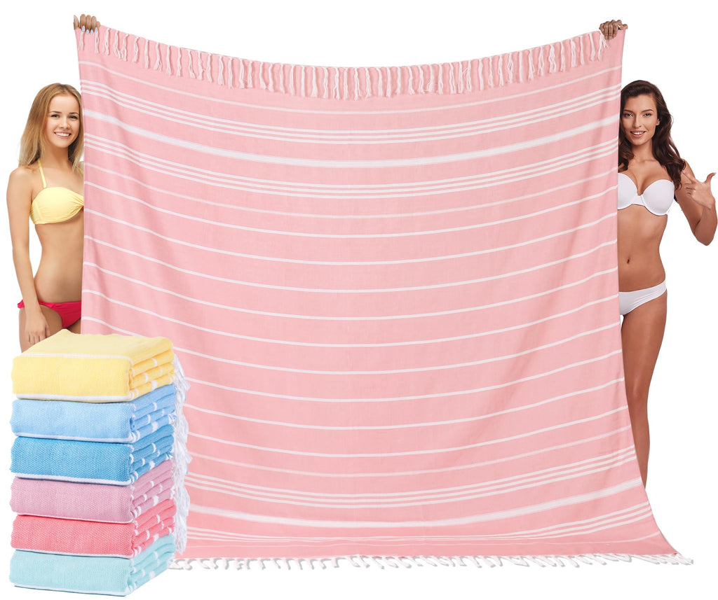 Widdonen Giant Turkish Beach Towel Blanket 85x75 Cotton XXL Extra Large Oversided Bath Pool Blankets XL Huge Bed Sand Free Throw Towels Picnic Outdoor Big Quilt Necessities Cloud Gifts for Adult Pink
