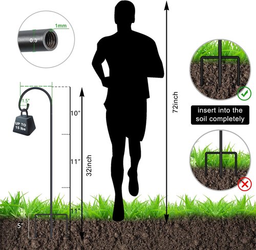 Feed Garden Adjustable Shepherd Hooks - Rust Resistant Steel for Outdoor Lanterns, Bird Feeders | 32 Inch, 8 Pack