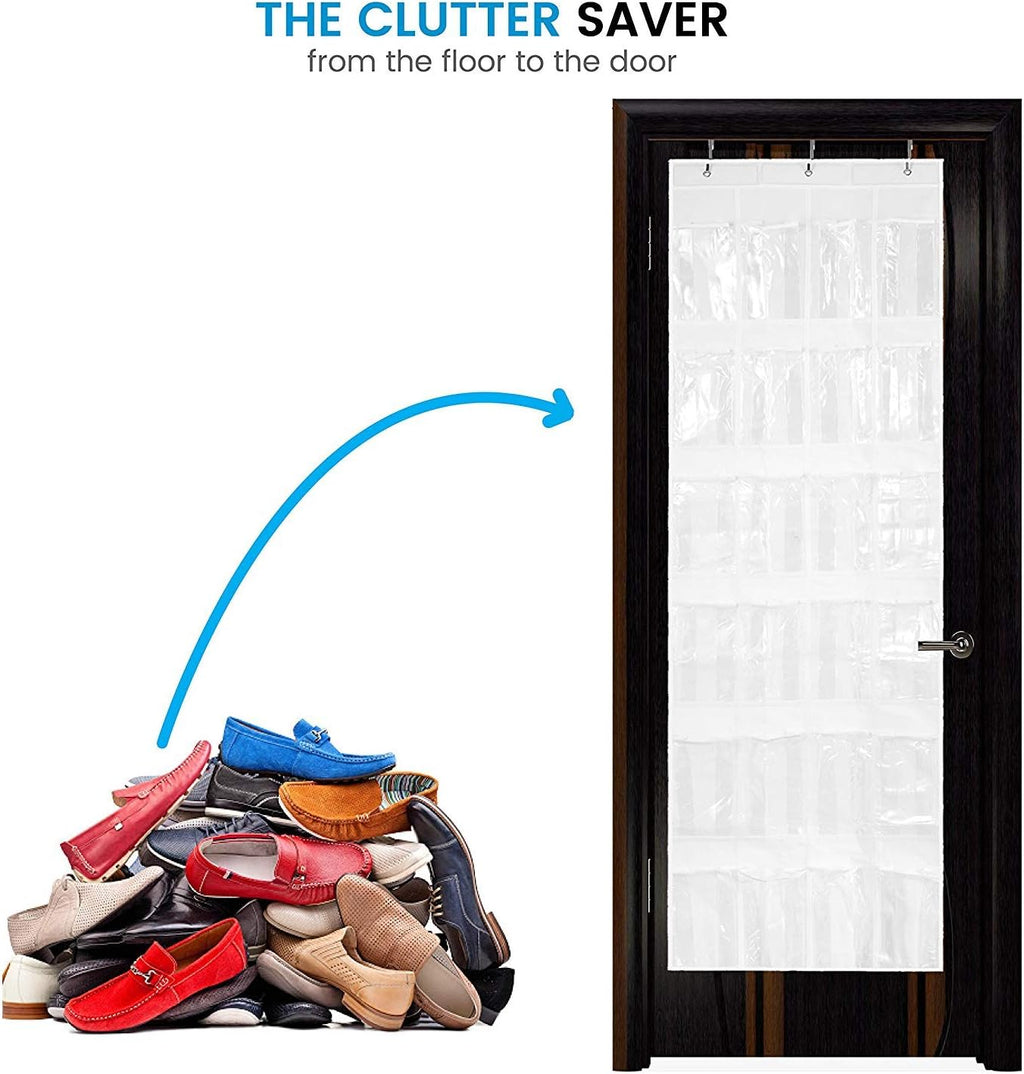 ZOBER Over The Door Shoe Organizer - 24 Pocket Hanging Rack for Shoes, Towels & Toys | Closet & Pantry Storage