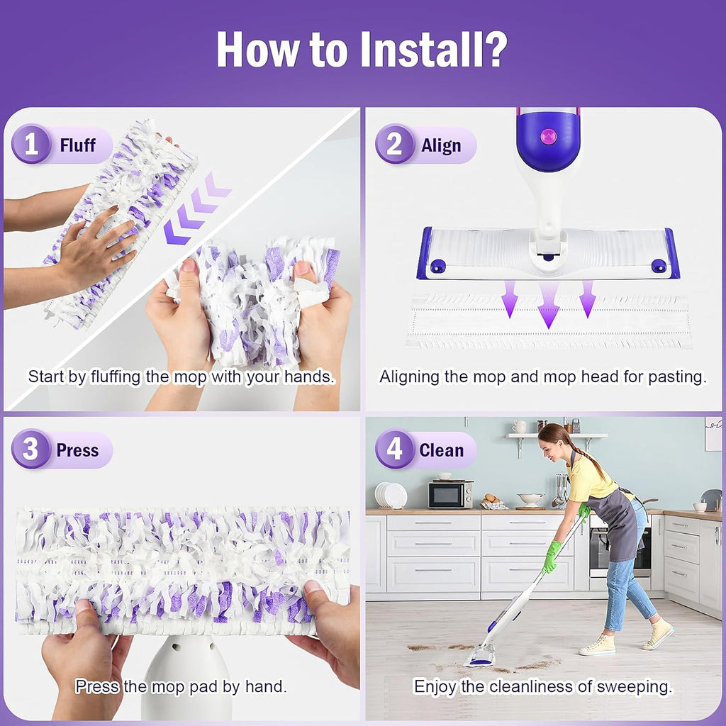 Skiennix 40-Pack Disposable Refill Pads - Multi-Surface Replacement Spray Mopping Pads for Safe Floors