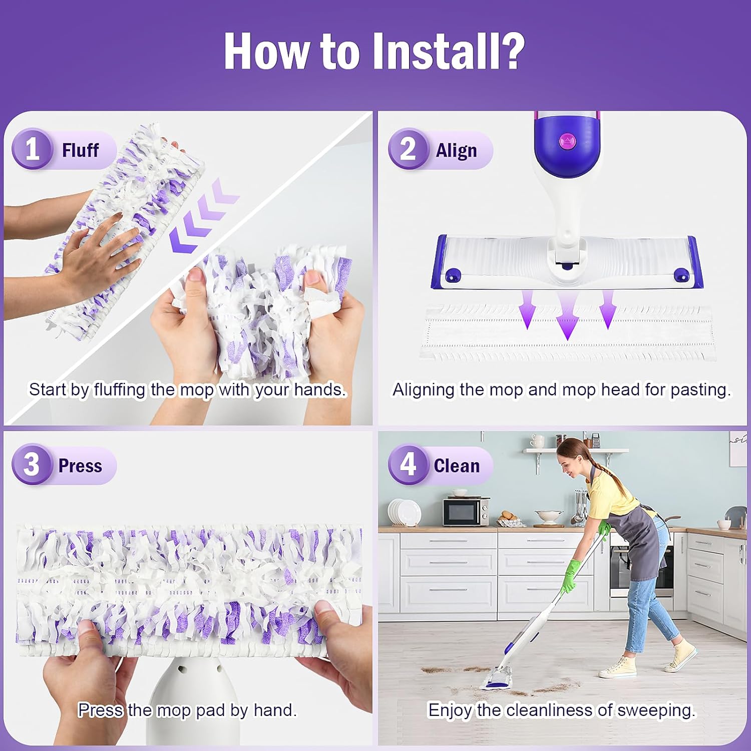 Skiennix 40-Pack Disposable Refill Pads - Multi-Surface Replacement Spray Mopping Pads for Safe Floors