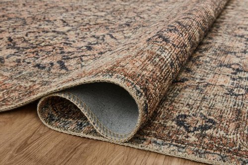 Loloi Amber Lewis Billie Collection, Ink & Salmon 3'-6" x 5'-6" Area Rug – Antique & Distressed Accent Rugs for Living Room, Bedroom, Entryway & Hallway, No Shed High Traffic Area Home Decor Rug