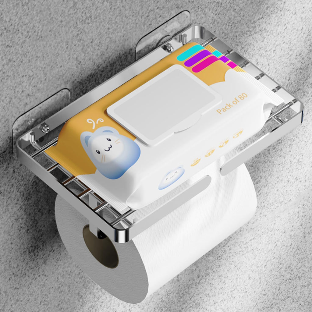 Regine Switzerland Toilet Paper Holder - Self-Adhesive Design with Wipes Holder | Rustproof Stainless Steel