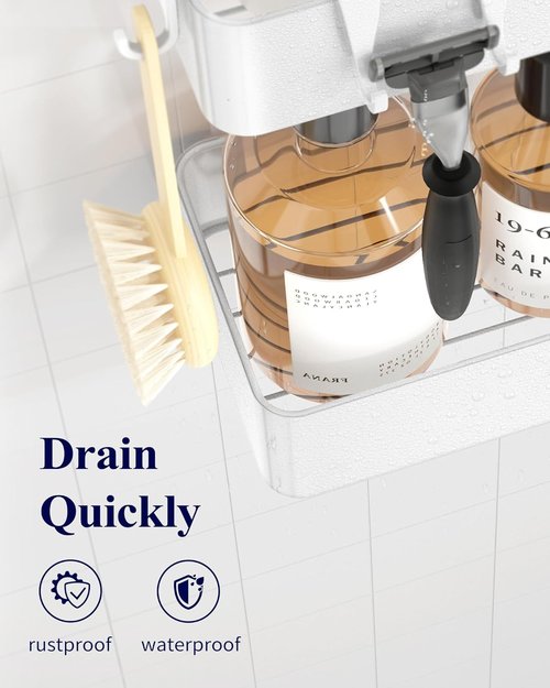 Kitsure Shower Caddy - Rustproof Adhesive Organizer | 2 Pack Large Metal Shelves, No-Drill, White