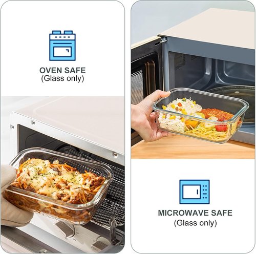 KOMUEE Glass Food Storage Containers - 10 Pack Airtight Meal Prep Lunch Boxes | Freezer, Oven & Microwave Safe