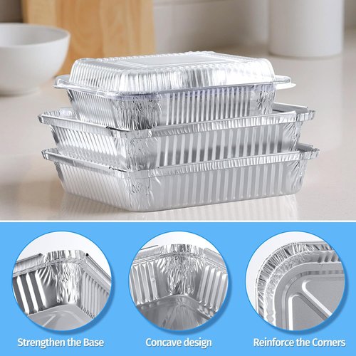 Aluminum Pans Combo Set by [Brand Name] - 40 Pack Disposable Foil Pans with Lids | 9x9 & 8x8 Sizes for Meal Prep & Cooking