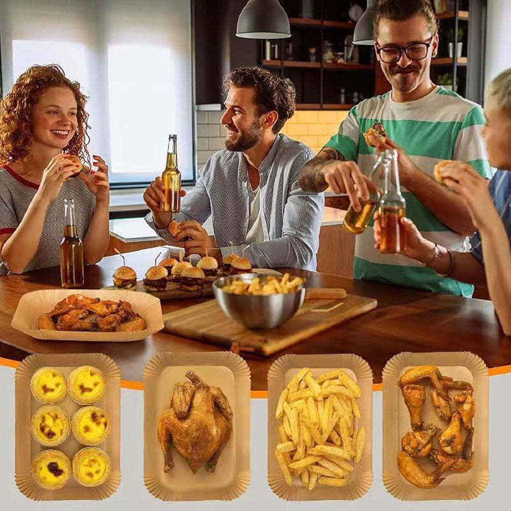 Skiennix Air Fryer Parchment Paper Liners - 100 Pcs Non-Stick, Unbleached Sheets for Dual Basket Models | 8.6x5.5 Inch