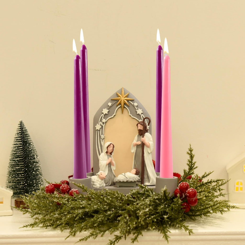 Nativity Advent Candle Holder - Elegant Resin Design for Home & Church Decor | Perfect Centerpiece