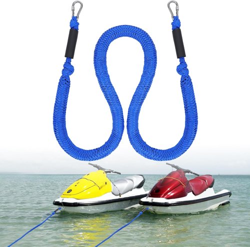 Bungee Dock Line by [Brand Name] - 7-14FT Elastic Anchor Line with Shock Absorption & Stainless Steel Hook | Fits Seadoo, Kawasaki, Yamaha PWC Accessories
