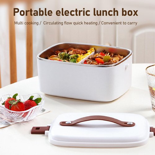 Zerodis Electric Food Heater for Work, Fast Portable Heated Lunch Box 1.8L Heated Lunchbox for Adults 2 in 1 Stainless Steel Interior Portable Food Warmer