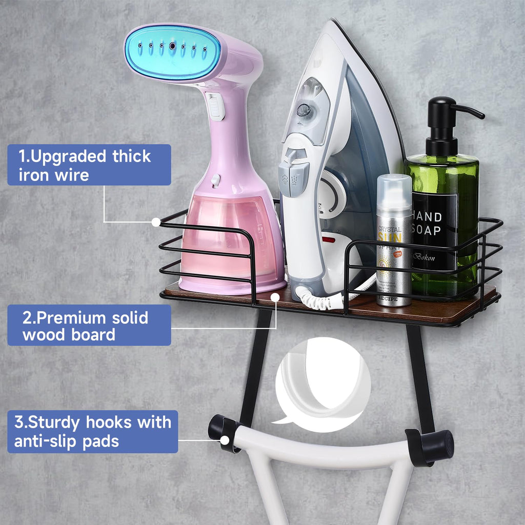 TORZCT Ironing Board Holder Wall Mount Laundry Room Hanging Iron and Ironing Board Hanger Storage Laundry Room Decor and Organization Fit Most Ironing Boards leg's(Included T&V Shaped)-Black
