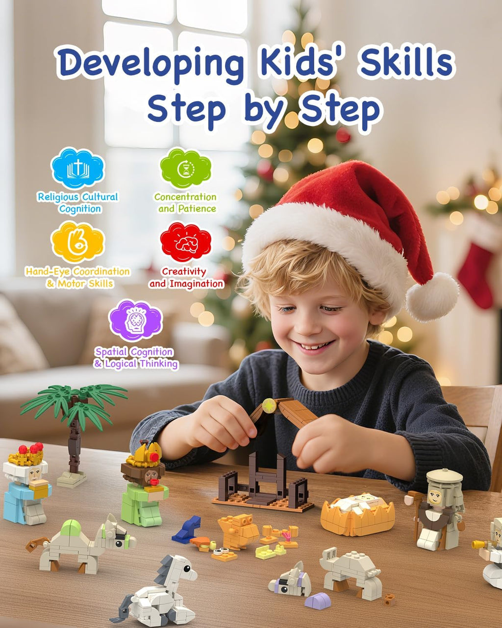 Nativity Advent Calendar 2025 - 24-Day Building Blocks Countdown Toy for Kids & Adults