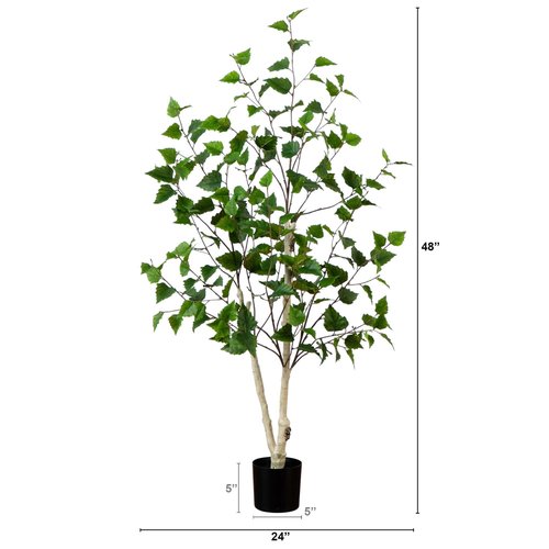 Nearly Natural 4ft. Artificial Birch Tree with Real Touch Leaves