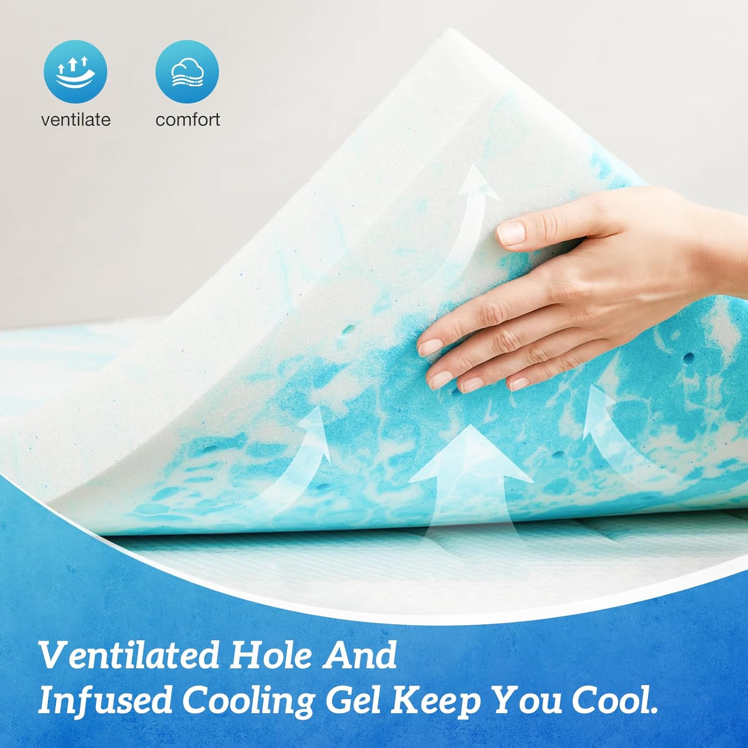 Sweetcrispy Memory Foam Mattress Topper - 3 Inch Thick Gel-Infused Cooling Pad for Twin XL Beds