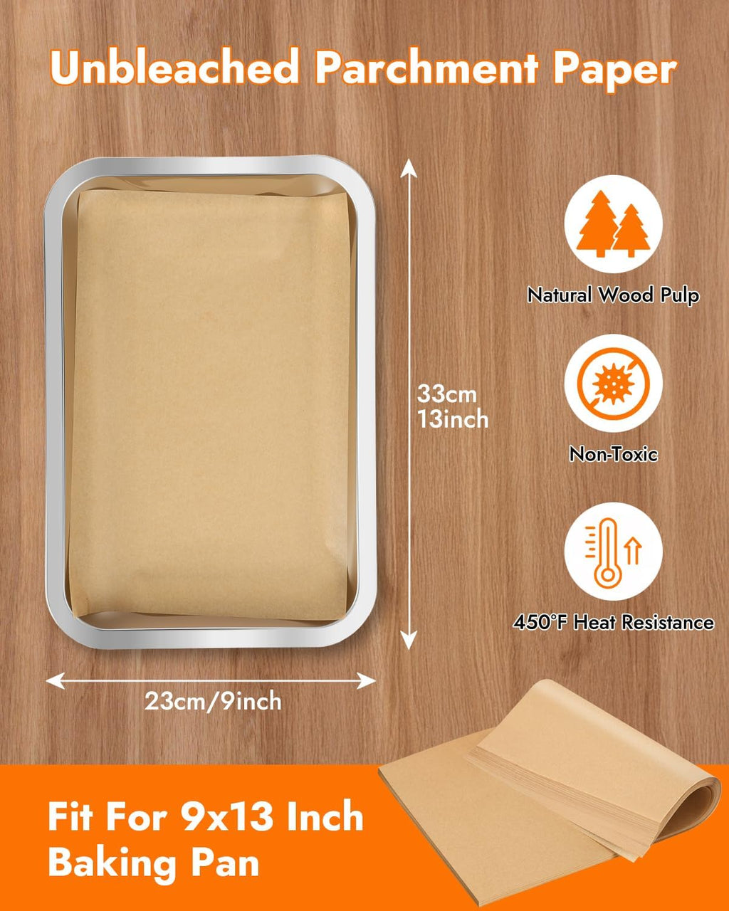 YQL Unbleached Parchment Paper Sheets - 150PCS Pre-Cut 9x13 Inch Non-Toxic Baking Liners