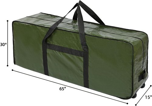 HOMEST Christmas Tree Storage Bag - Zippered Design with Wheels for 7.5-9 ft Artificial Trees - Green