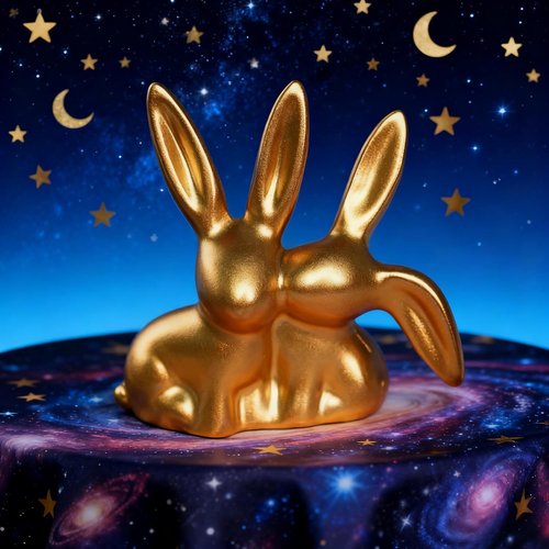 Golden Couple Bunny Figurine - Unique Resin Statue for Home & Office Decor | Perfect Holiday Ornament