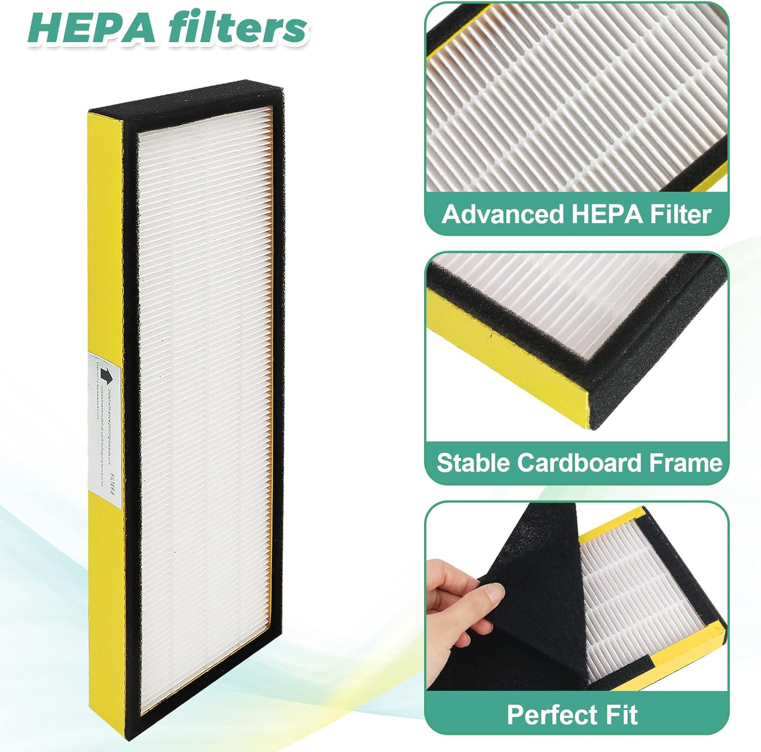 Techecook FLT4825 Filter B Replacement - 2 True H13 Filters & 8 Activated Carbon Pre-Filters for AC4825 Series