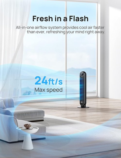 DREO Tower Fan Bundle - 25ft/s Velocity Quiet Oscillating Floor Fan & 12" Table Air Circulator | 4 Speeds, 4 Modes