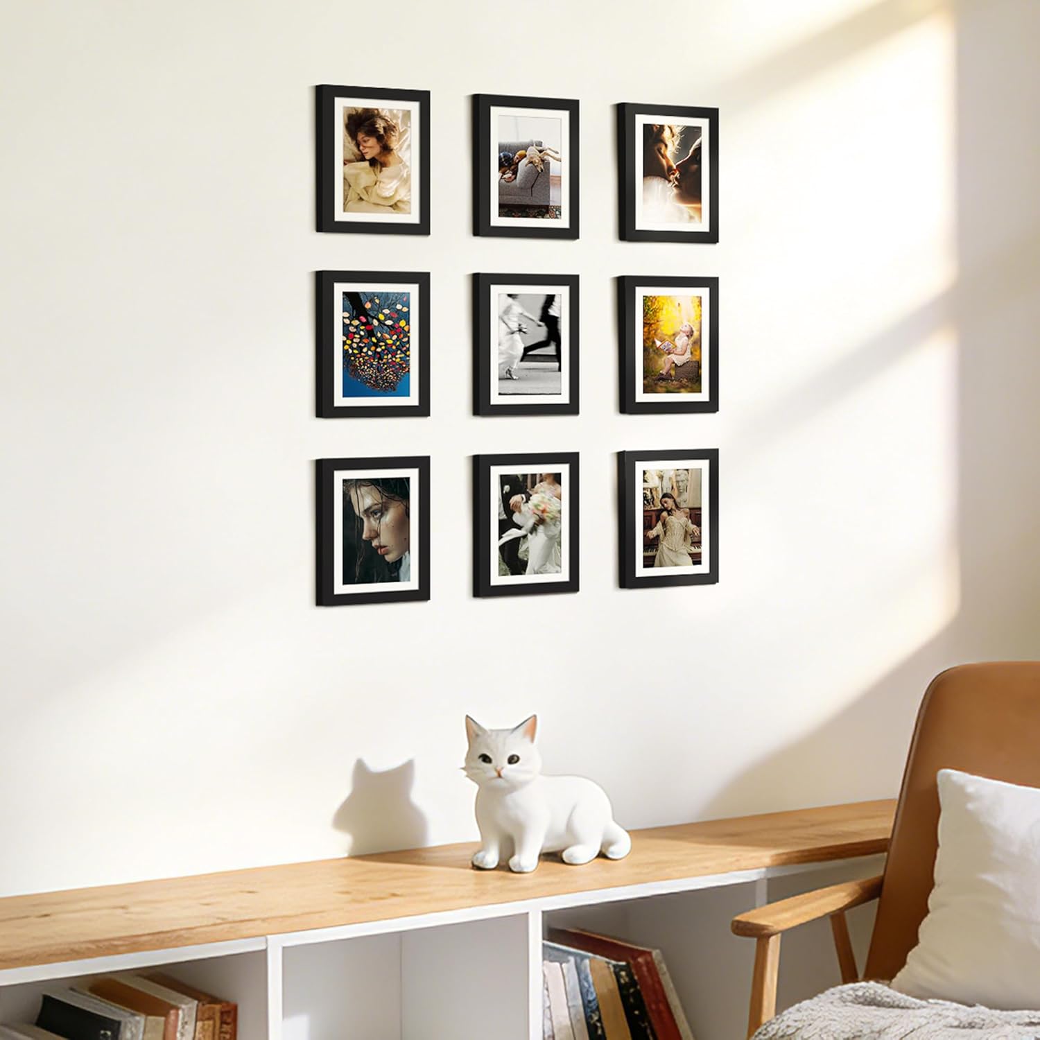 Upsimples 5x7 Picture Frame Set of 10 - Versatile Multi-Photo Collage Frames in Black for Wall or Tabletop Display