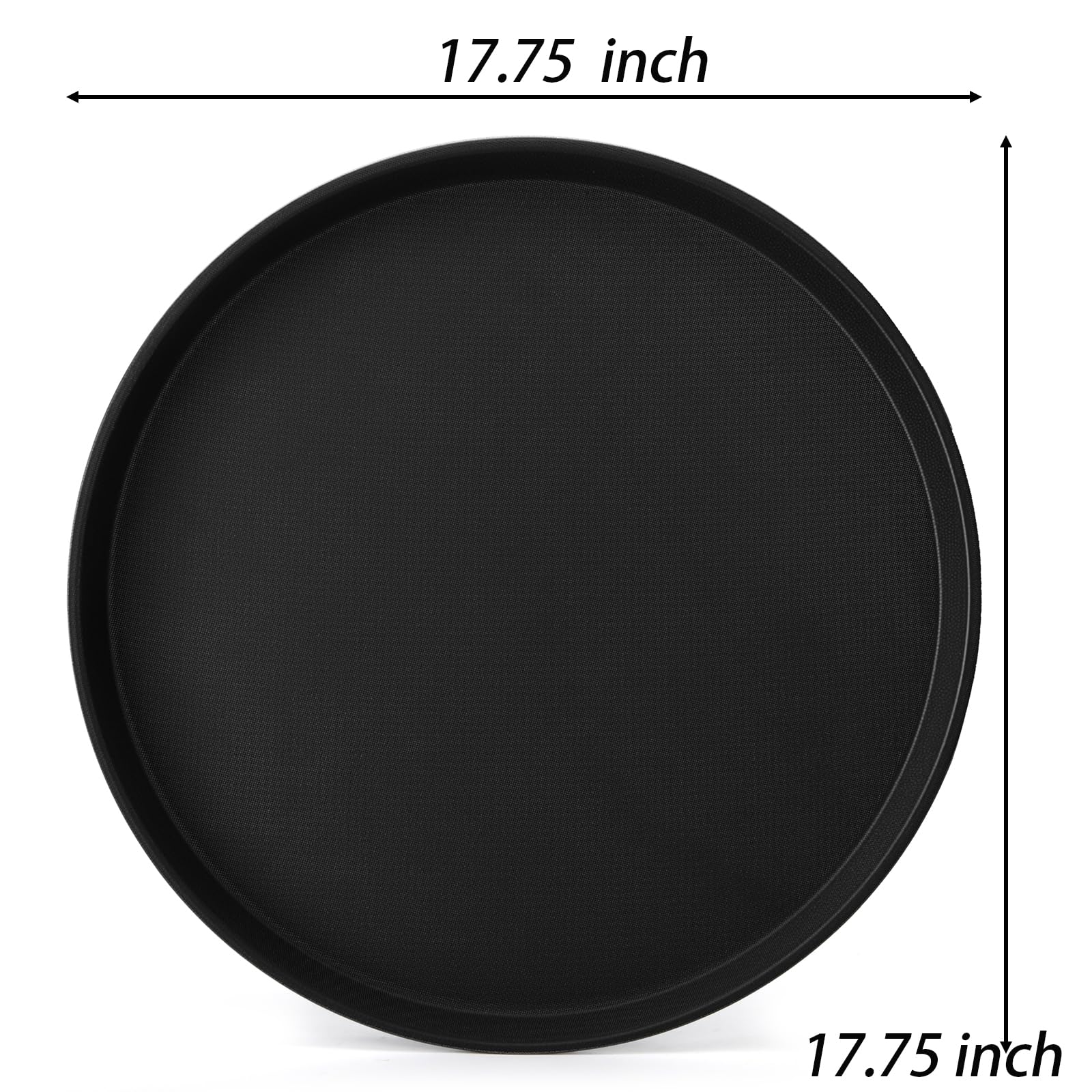 TOPZEA 3 Pack Large Restaurant Serving Tray, 18 Inch Plastic Black Round Server Tray, Non-Slip Rubber Lined Bar Drink Trays Cafeteria Buffet Food Service Trays for Coffee Table, Kitchen, Party