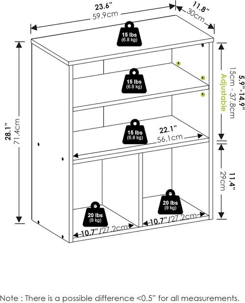 Furinno Pasir 3-Tier Display Bookcase - Stylish White Storage Solution for Home or Office