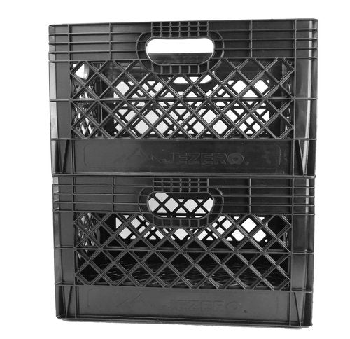 JEZERO 24 Quart 2-Pack Heavy Duty Plastic Crate | Stackable Multi-Purpose Storage Bin for Garage, Home, Office, Groceries, Outdoor, Camping & Kayaking | Black Utility Tote, 19" x 13" x 11"