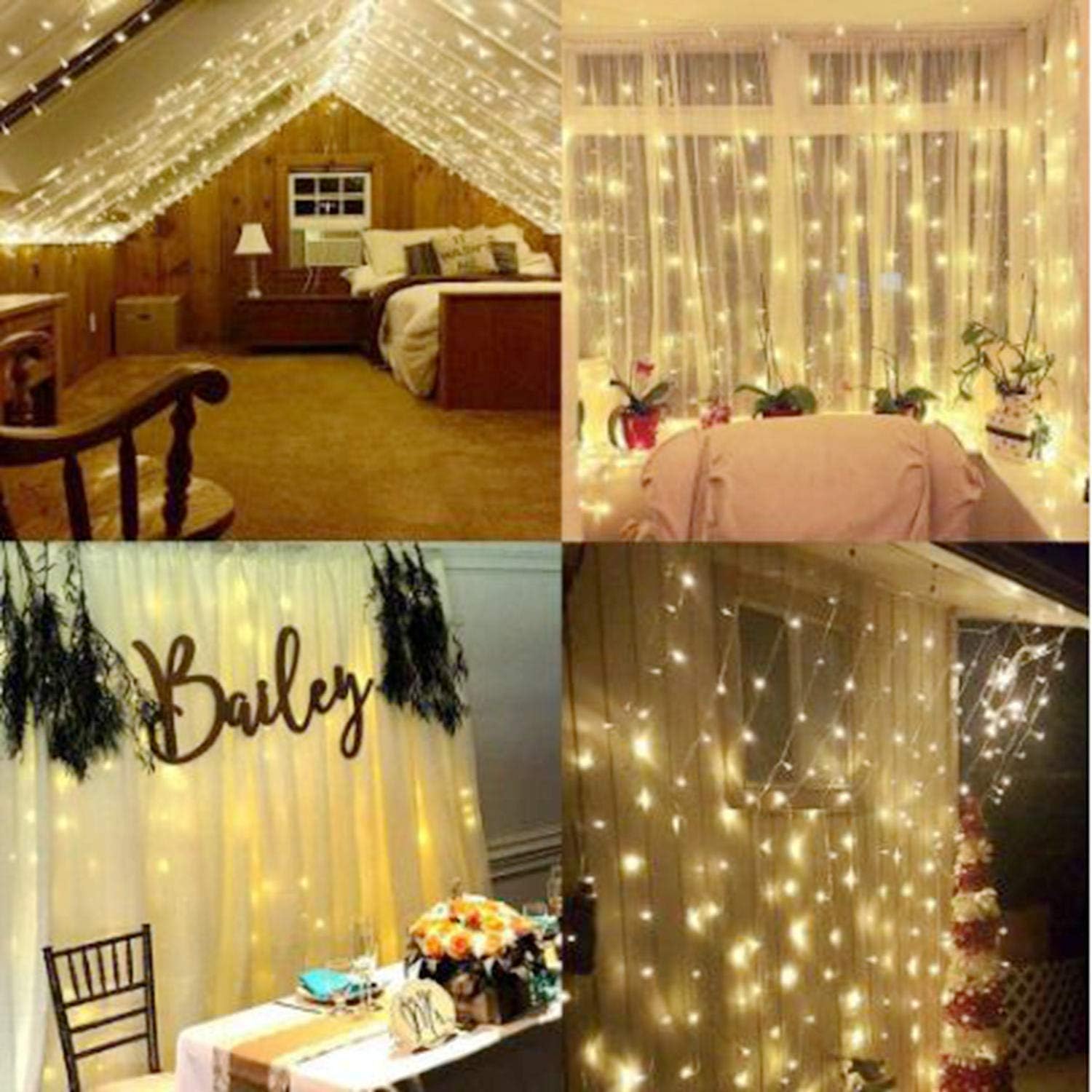 Skiennix LED String Lights - 300 Waterproof LED Lights with 8 Modes - USB Powered for Christmas & Party Decor (9.8ft x 9.8ft, White)