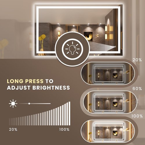 LOAAO LED Bathroom Mirror - 50" x 30" Dimmable Anti-Fog Backlit & Front Lit Vanity Mirror | Safe Tempered Glass, Memory Function, ETL Listed