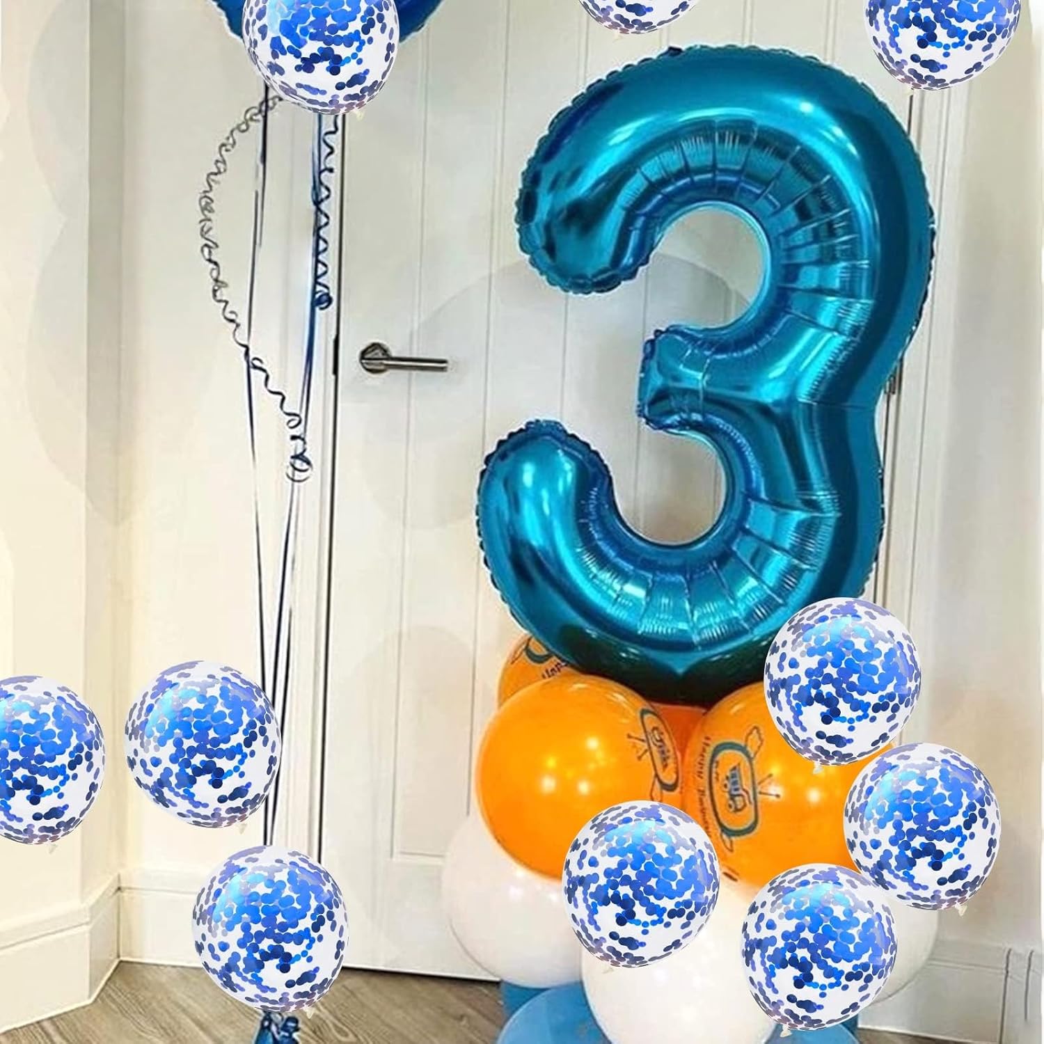 Skiennix 40-Inch Blue Foil Number 3 Balloon - Large Helium Balloon for Birthday & Graduation Celebrations