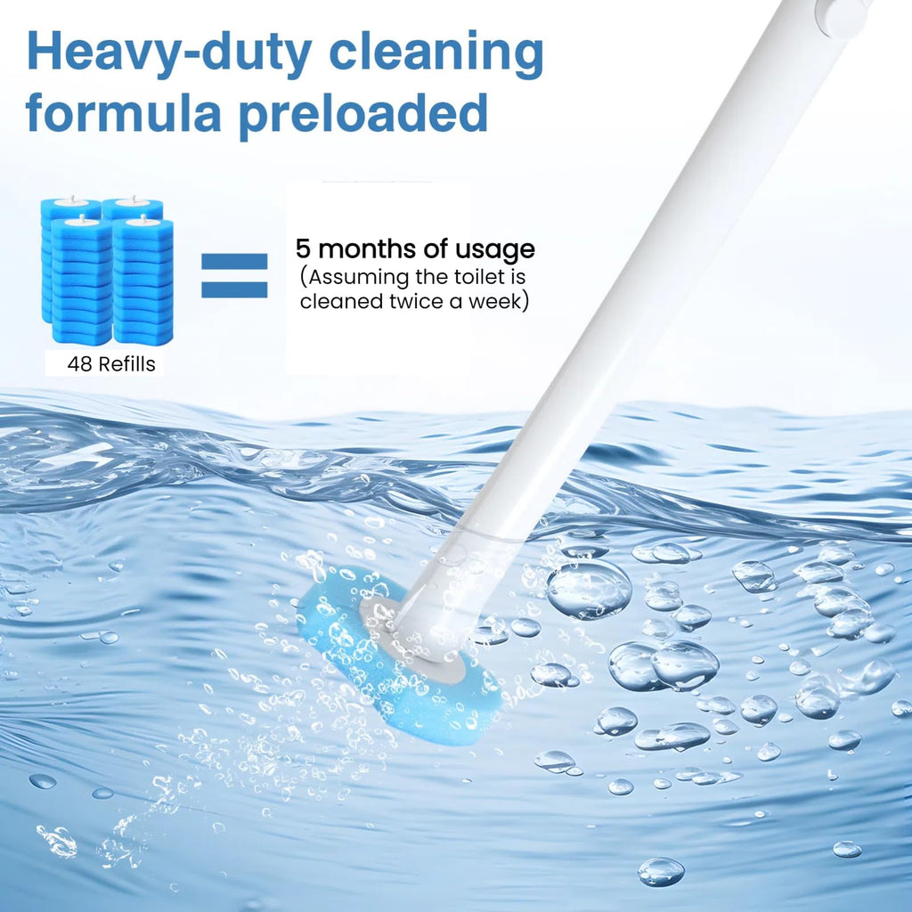 Saraudy 48 Count Toilet Brush Refill Pads, Toilet Brush Refill 48 Pcs, Only Compatible Disposable Toilet Brush, Toilet Scrubber Refills, Brush Head Replacement (Blue)