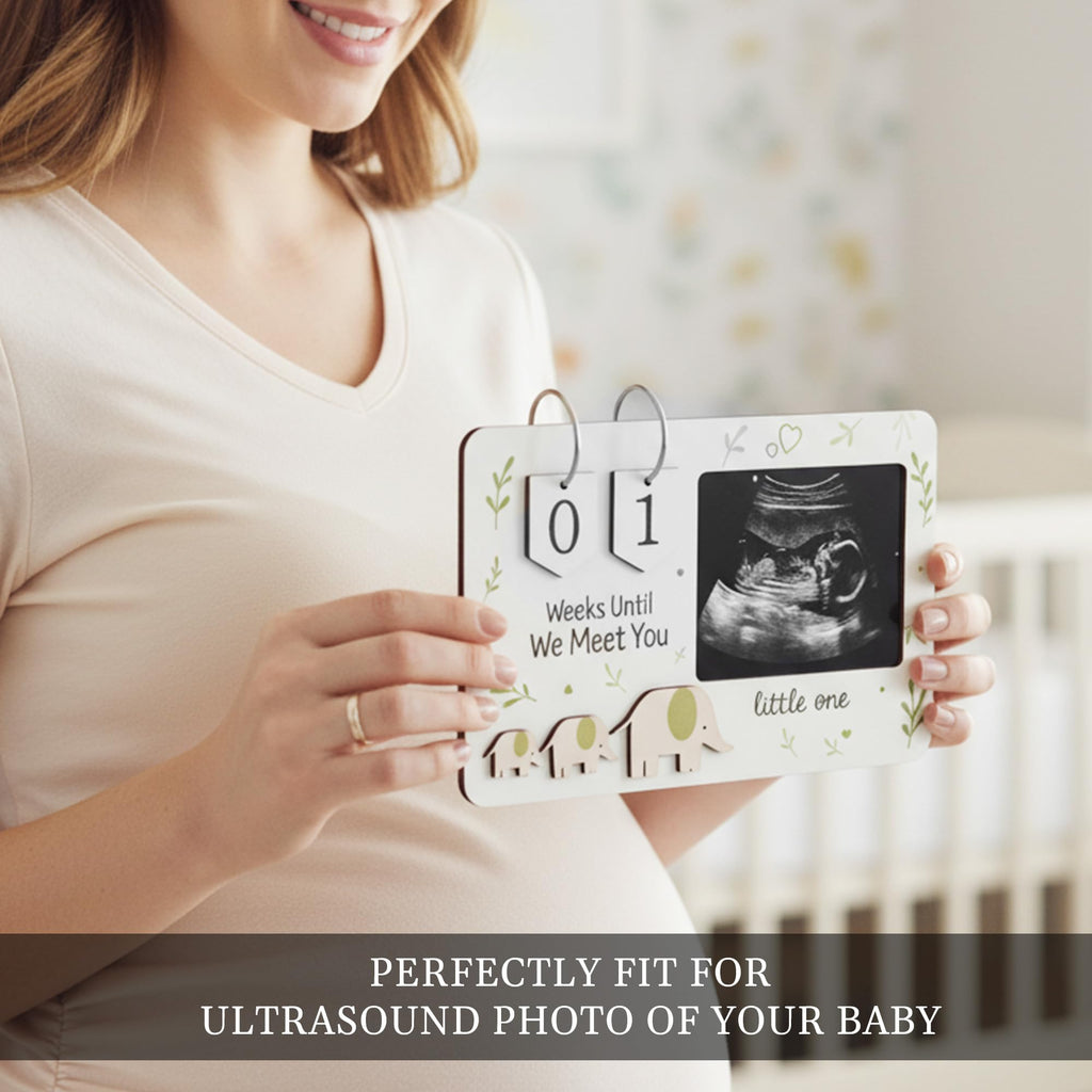 Sensemory Sonogram Picture Frame, Ultrasound Picture Frames with Baby Countdown Weeks, Best Pregnancy Gifts for Expecting Mom, First Mothers Day Gifts for New Mom, New Parents, Moms Dad To Be (White)