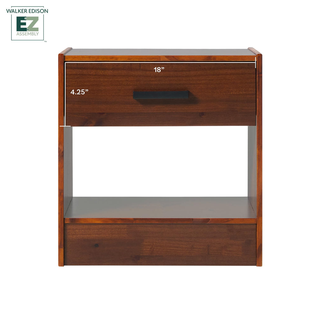 Walker Edison Easy Assembly™ Solid Wood 1-Drawer Nightstand with Handle Walnut