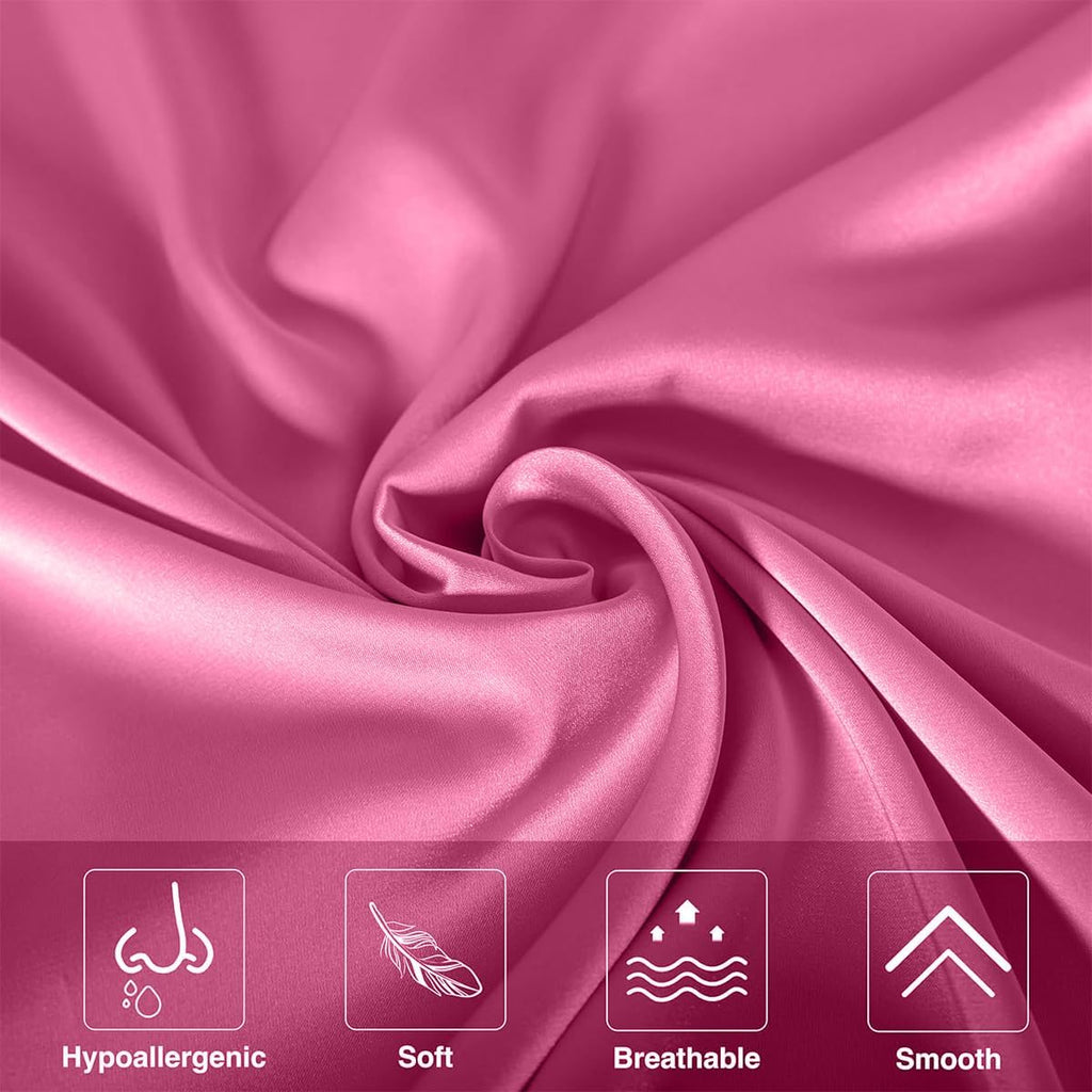 Mulberry Silk Pillow Cases - Ultra Smooth & Breathable Cooling Satin | Standard Size 20x26 Inches (Berry Red)
