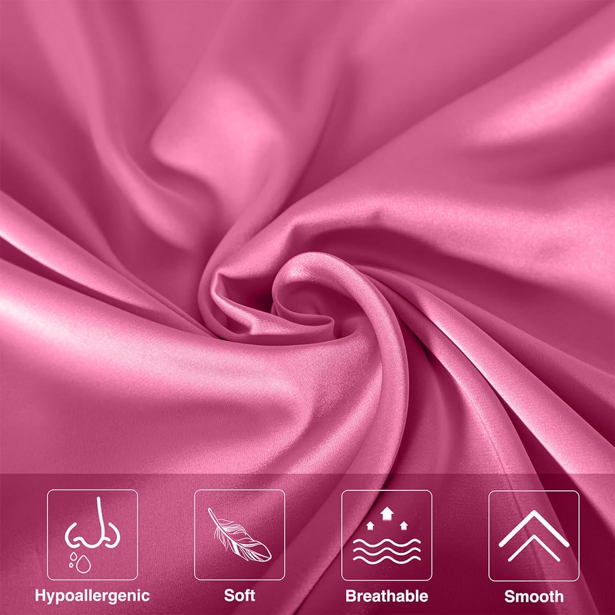 Mulberry Silk Pillow Cases - Ultra Smooth & Breathable Cooling Satin | Standard Size 20x26 Inches (Berry Red)
