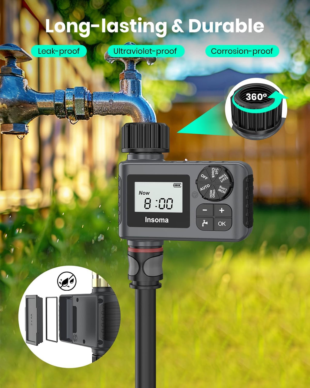 Skiennix Water Timer - 2 PCS Automatic Garden Hose Sprinkler with Rain Delay & Manual Settings