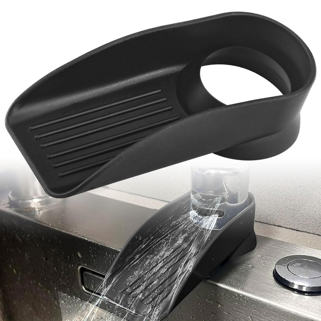 Air Gap Cover Water Ramp Silicone Splash Guard (Black), 4° Overflow Spout Extender, The Silicone Splash Guard Prevents Water From Splashing Around