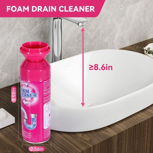Foaming Drain Cleaner, Sink Cleaner and Deodorizer, Drain Clog Remover for Kitchen Sinks, Tubs, Shower Drains (2 Pcs)