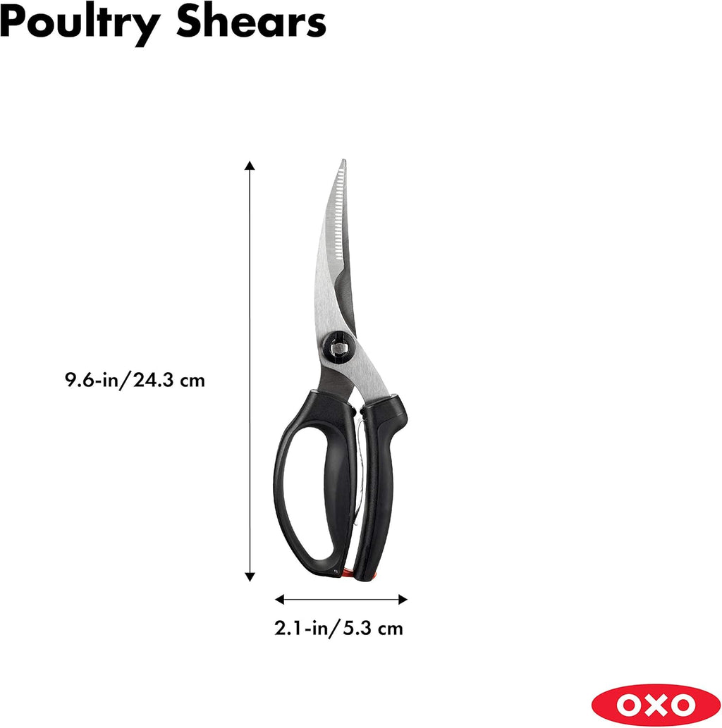 OXO Good Grips Poultry Shears - Spring-Loaded Design for Effortless Cutting | Black Finish