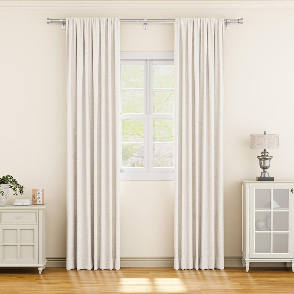 YaFex Curtain Rods - Heavy Duty 1 Inch Adjustable Window Treatment Rods | 32-84 Inch, Modern Silver Design