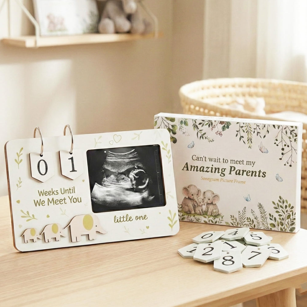 Sensemory Sonogram Picture Frame, Ultrasound Picture Frames with Baby Countdown Weeks, Best Pregnancy Gifts for Expecting Mom, First Mothers Day Gifts for New Mom, New Parents, Moms Dad To Be (White)