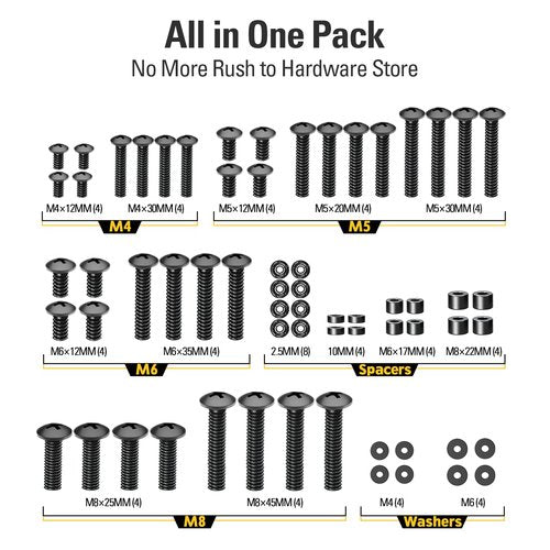 Mounting Dream TV Mounting Hardware TV Mount Screws Kit Comes with M4, M5, M6, M8 Screws, Includes Spacers and Washers, Fits Any TVs Up to 82 Inch, Works with Any Wall Mount MD5754