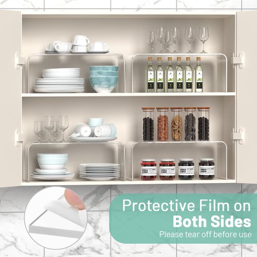 HTRYBNES Clear Cabinet Shelf Organizers, 2 Pack Shelf Risers Kitchen Cabinets, Spice Rack for Dishes, Soda Cans and Cup（11.8 x 4.72 x 4.72 Inch）