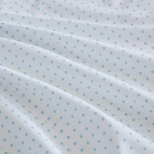 Martha Stewart - Queen Size Sheets Set, Crisp & Tailored Cooling Sheets with a Naturally Smooth Cotton Percale Lightweight Feel - Bed Sheets with Matching Pillowcases & Fitted Sheet (Polka Dot Blue)