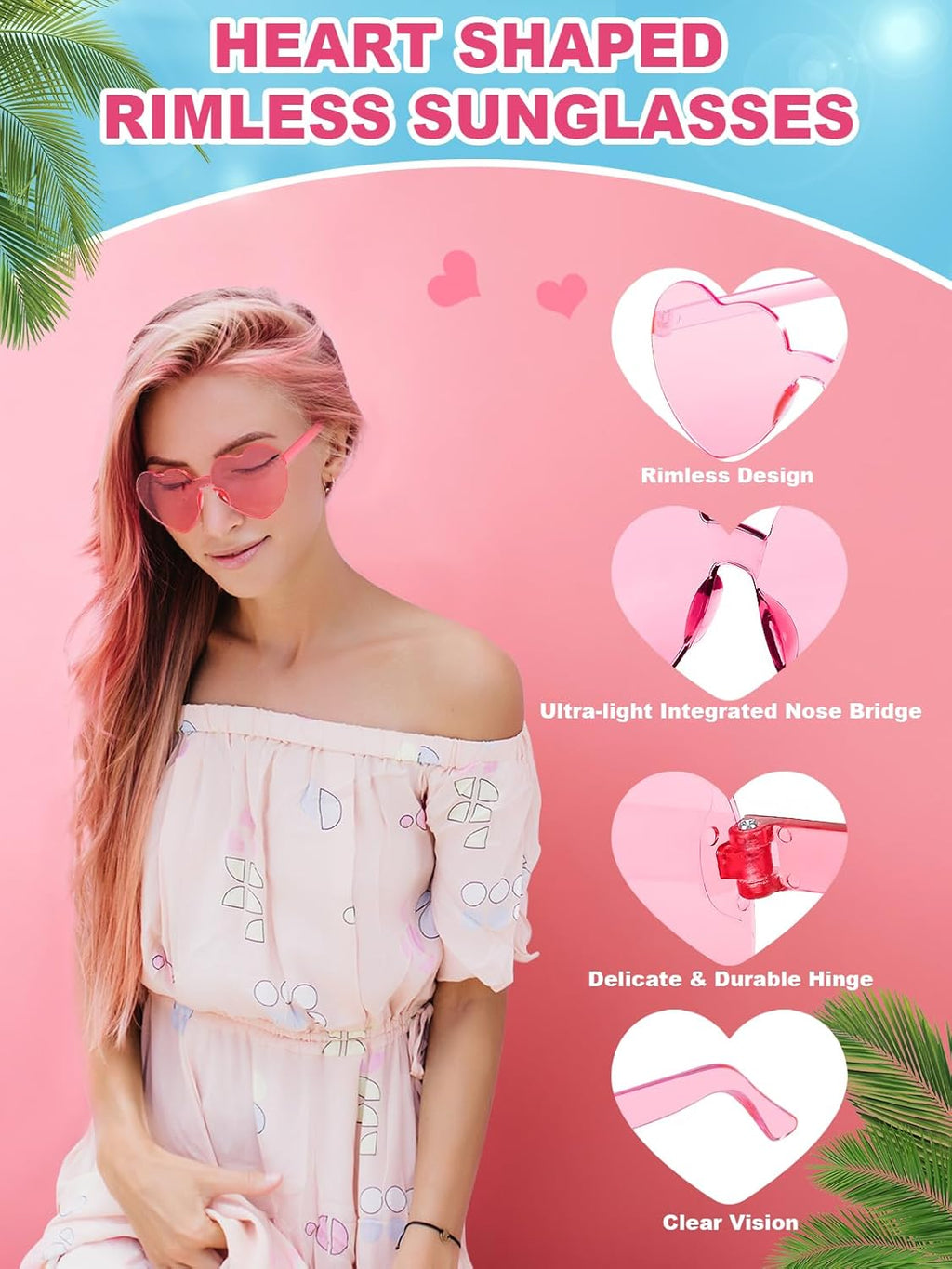 Skiennix Heart Shaped Sunglasses - Colorful Trendy Glasses for Women | 12 Pairs for Parties