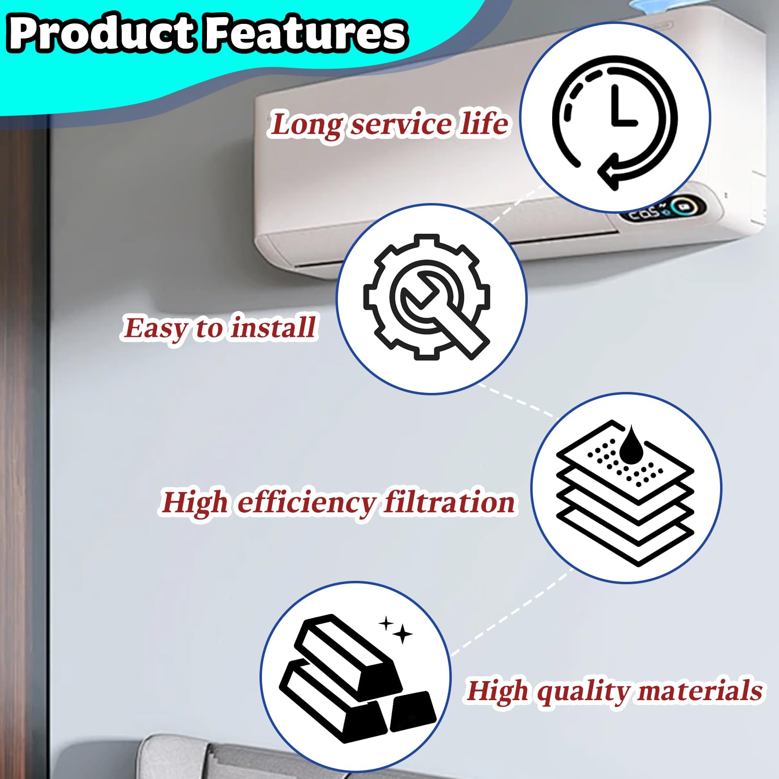 6 Pack Mini Split Air Filter Replacement Compatible With Fujitsu General UTR-FA16 UTR-FA16-2 - Filters Direct Replacement for your Split System