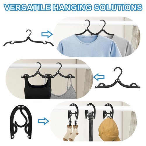 30 Pack Foldable Travel Hangers with 20 Clips - Cruise Essentials 2025 Lightweight Portable Collapsible Plastic Hangers Travel Must Haves for Suitcase, Flying, Camping, Hotel, RV
