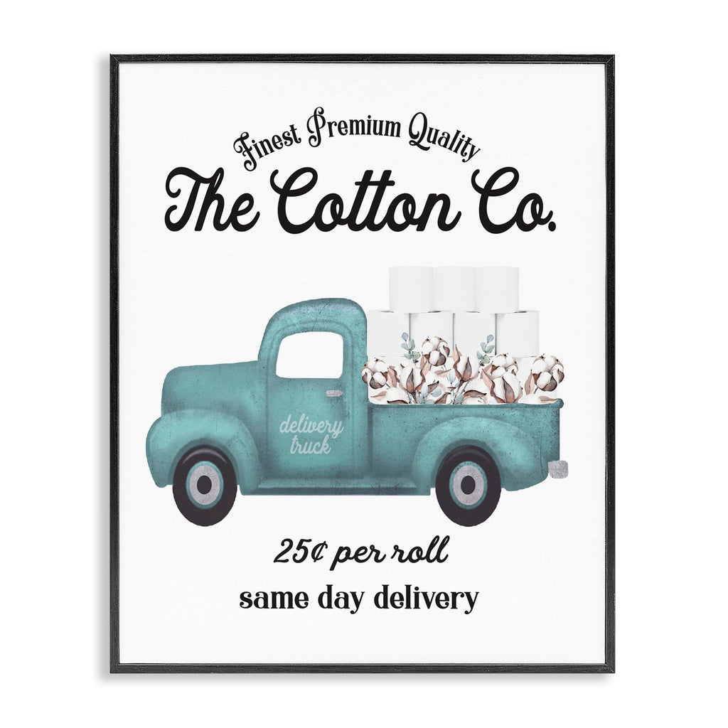 Stupell Industries 'Toilet Paper Cotton Delivery Truck', Framed Giclee Art, Black, 16 x 20 Inches, Easy to Hang and Sturdy, Made in USA, by Lettered and Lined