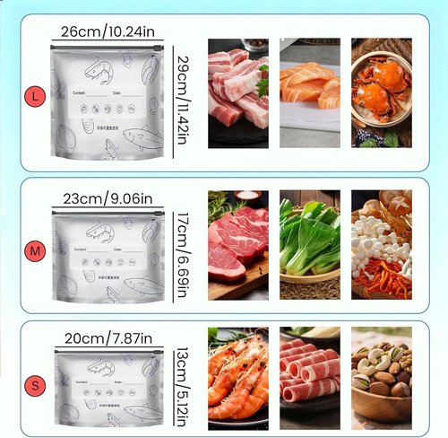 30Pcs Reusable Aluminum Foil Sealing Bags, upgraded reusable food storage and preservation slip-lock bags, stand-up design, kitchen food storage bags.